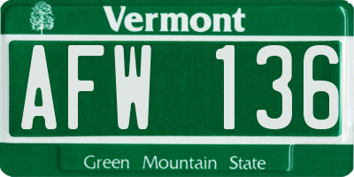 VT license plate AFW136