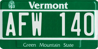VT license plate AFW140
