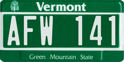 VT license plate AFW141