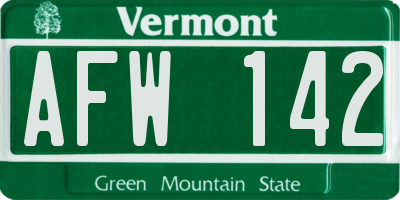 VT license plate AFW142