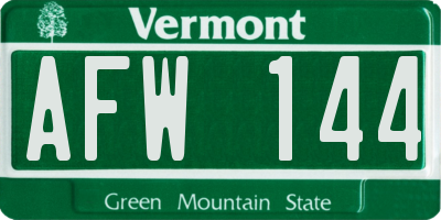 VT license plate AFW144