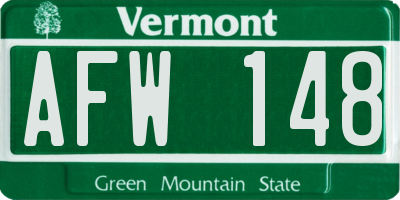 VT license plate AFW148