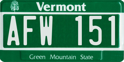 VT license plate AFW151