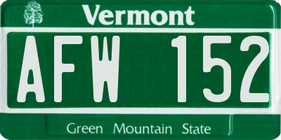 VT license plate AFW152