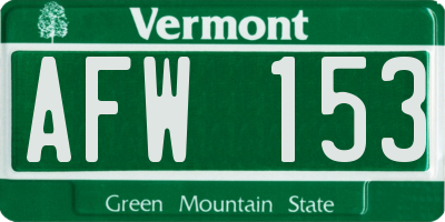 VT license plate AFW153