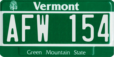 VT license plate AFW154