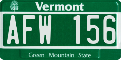 VT license plate AFW156