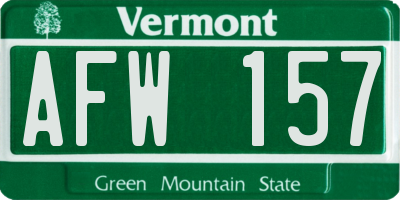 VT license plate AFW157