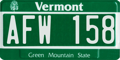 VT license plate AFW158