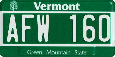 VT license plate AFW160