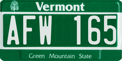 VT license plate AFW165