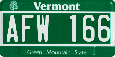 VT license plate AFW166