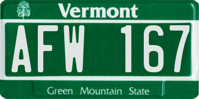 VT license plate AFW167