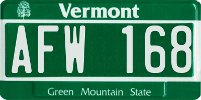 VT license plate AFW168