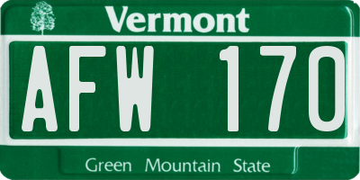 VT license plate AFW170
