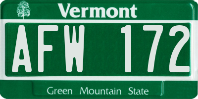 VT license plate AFW172