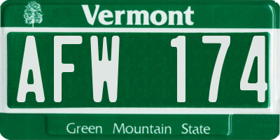 VT license plate AFW174
