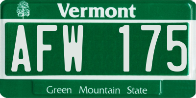 VT license plate AFW175