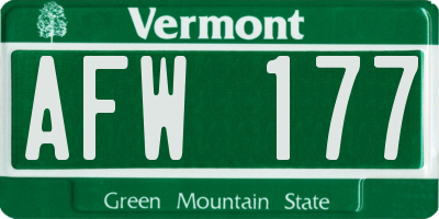VT license plate AFW177