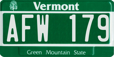 VT license plate AFW179