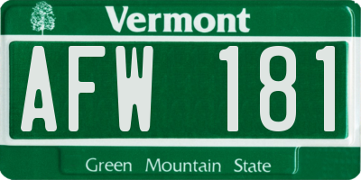 VT license plate AFW181