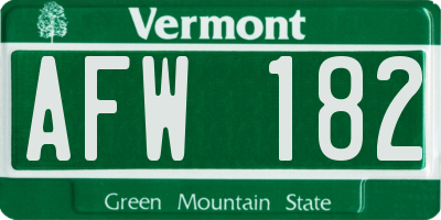 VT license plate AFW182