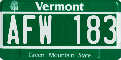 VT license plate AFW183