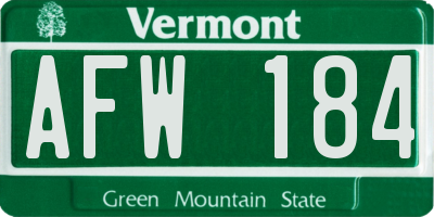 VT license plate AFW184