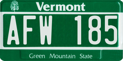 VT license plate AFW185