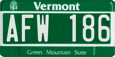 VT license plate AFW186