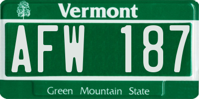 VT license plate AFW187