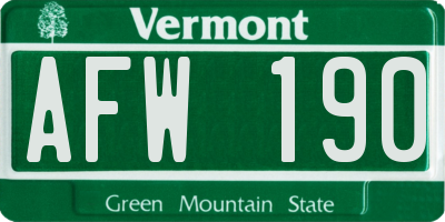 VT license plate AFW190