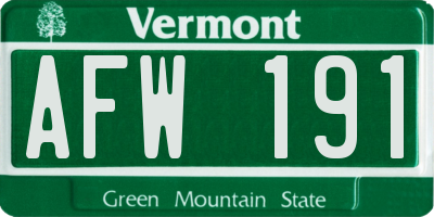 VT license plate AFW191