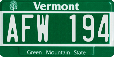 VT license plate AFW194