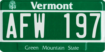 VT license plate AFW197