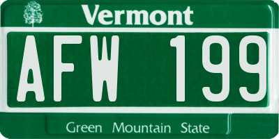 VT license plate AFW199