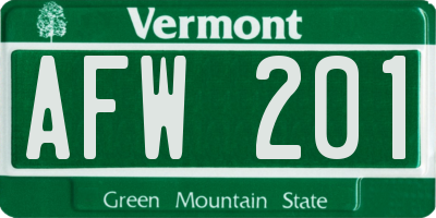 VT license plate AFW201