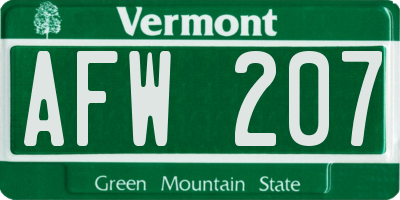 VT license plate AFW207
