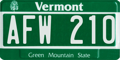 VT license plate AFW210
