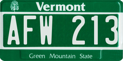 VT license plate AFW213