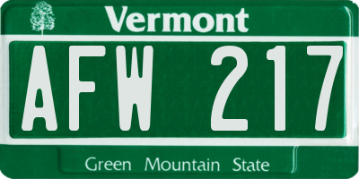VT license plate AFW217