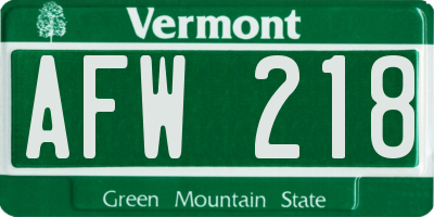 VT license plate AFW218