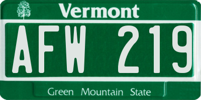 VT license plate AFW219
