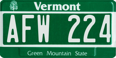 VT license plate AFW224