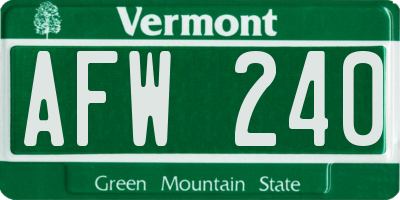 VT license plate AFW240