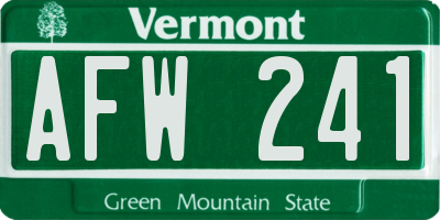 VT license plate AFW241