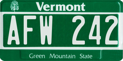 VT license plate AFW242