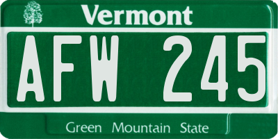VT license plate AFW245