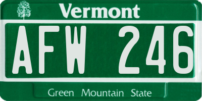 VT license plate AFW246