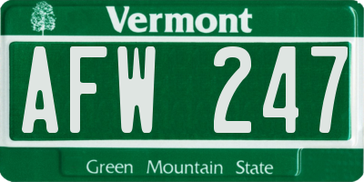 VT license plate AFW247